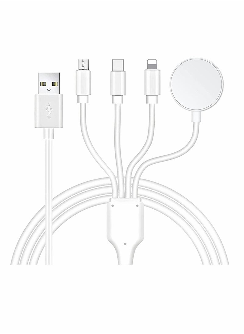 Excefore 4 in 1 Watch & Phone Charger Cable, Multi USB Charging Cable - Type C Cable, Fast Magnetic, Charging Cord Compatible with Apple Watch, iPhone, Galaxy, Pixel, Android, Watch  - Image 1