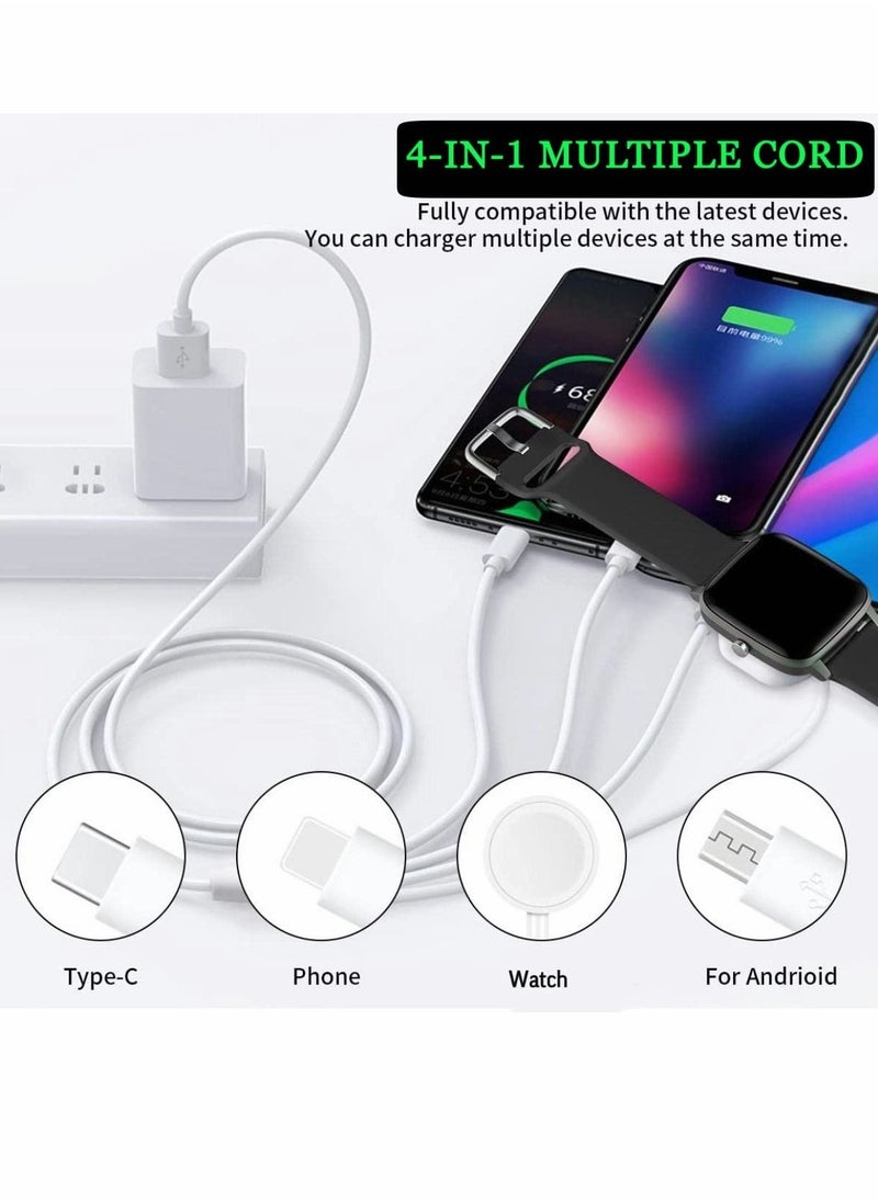 Excefore 4 in 1 Watch & Phone Charger Cable, Multi USB Charging Cable - Type C Cable, Fast Magnetic, Charging Cord Compatible with Apple Watch, iPhone, Galaxy, Pixel, Android, Watch  - Image 4