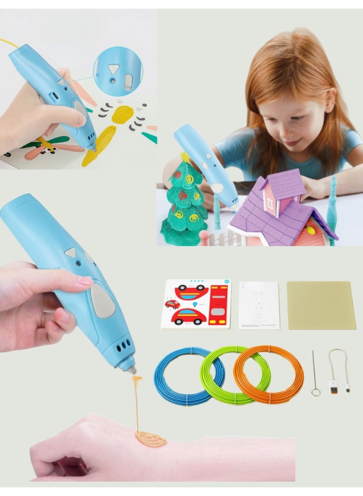 أفضل ذروة مجموعة أقلام الطباعة ثلاثية الأبعاد، رسم جرافيتي ممتع، هدية للأطفال من أقلام الطباعة ثلاثية الأبعاد، قلم ثلاثي الأبعاد، قلم طباعة ثلاثي الأبعاد، رسم فنون وحرف يدوية، 3 أمتار، 3 ألوان أساسية من خيوط PLA 1.75 مم، دليل + قاعدة، وكابل USB، هدية فنية وحرفية للأطفال والكبار، دليل المشروع، والشاحن - Image 1