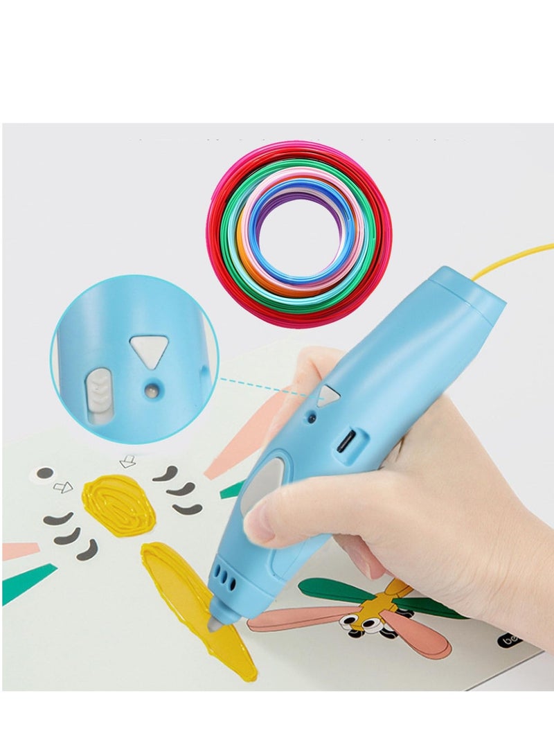 أفضل ذروة مجموعة أقلام الطباعة ثلاثية الأبعاد، رسم جرافيتي ممتع، هدية للأطفال من أقلام الطباعة ثلاثية الأبعاد، قلم ثلاثي الأبعاد، قلم طباعة ثلاثي الأبعاد، رسم فنون وحرف يدوية، 3 أمتار، 3 ألوان أساسية من خيوط PLA 1.75 مم، دليل + قاعدة، وكابل USB، هدية فنية وحرفية للأطفال والكبار، دليل المشروع، والشاحن - Image 3