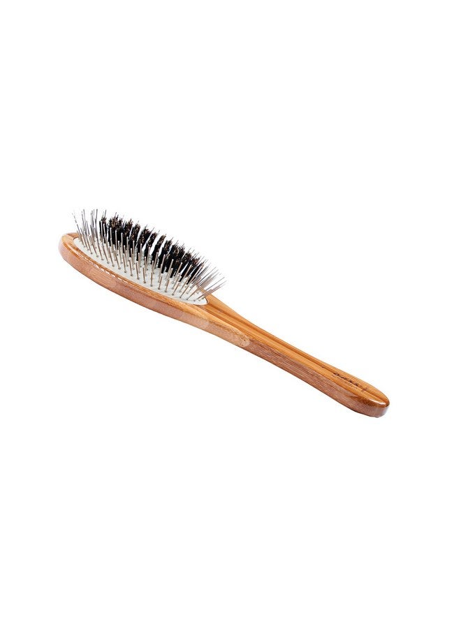 Bass Brushes Medium Oval Wire and Boar Pet Brush with Bamboo Wood Handle - Image 5