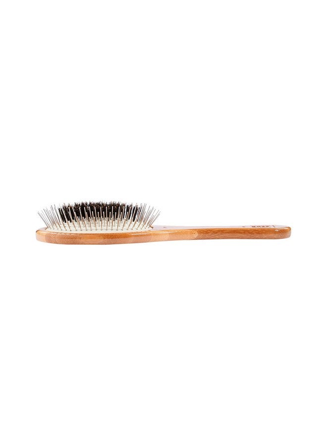 Bass Brushes Medium Oval Wire and Boar Pet Brush with Bamboo Wood Handle - Image 4