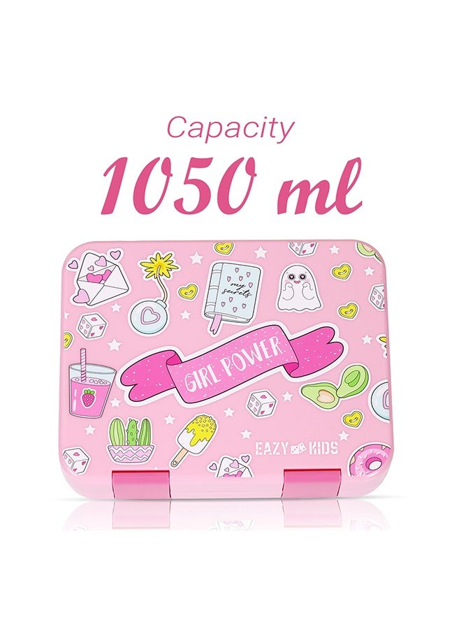 Eazy Kids مجموعة صندوق غداء بينتو قابل للتحويل من 5 إلى 4 مع قاطعة ساندويتش من Girl Power - Image 5