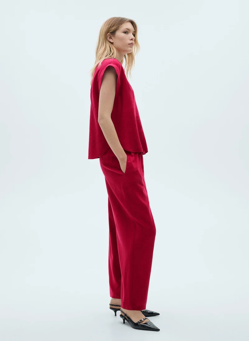 MANGO Flowing Linen Pants