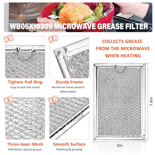 Fetechmate WB06X10309 Microwave Grease Filters Compatible with G.E Microwave Oven by Fetechmate Replace Filters WB06X10654 WB06X10359-5 in X 7-5/8 in X 3/32 in (4 PACK) - Image 2