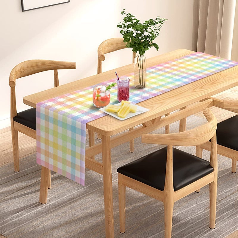 Pudodo Easter Buffalo Plaid Check Table Runner Spring Holiday Farmhouse Fireplace Kitchen Dinning Room Home Party Decoration (13" x 48") - Image 2