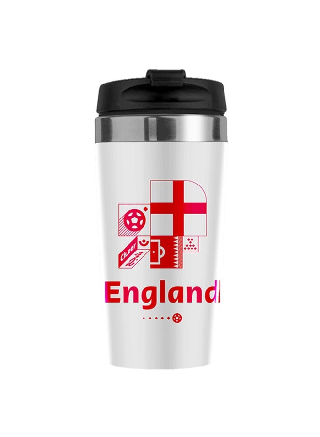 FIFA World Cup 2022 Printed Travel Mug with Lid Stainless Steel England - Image 1