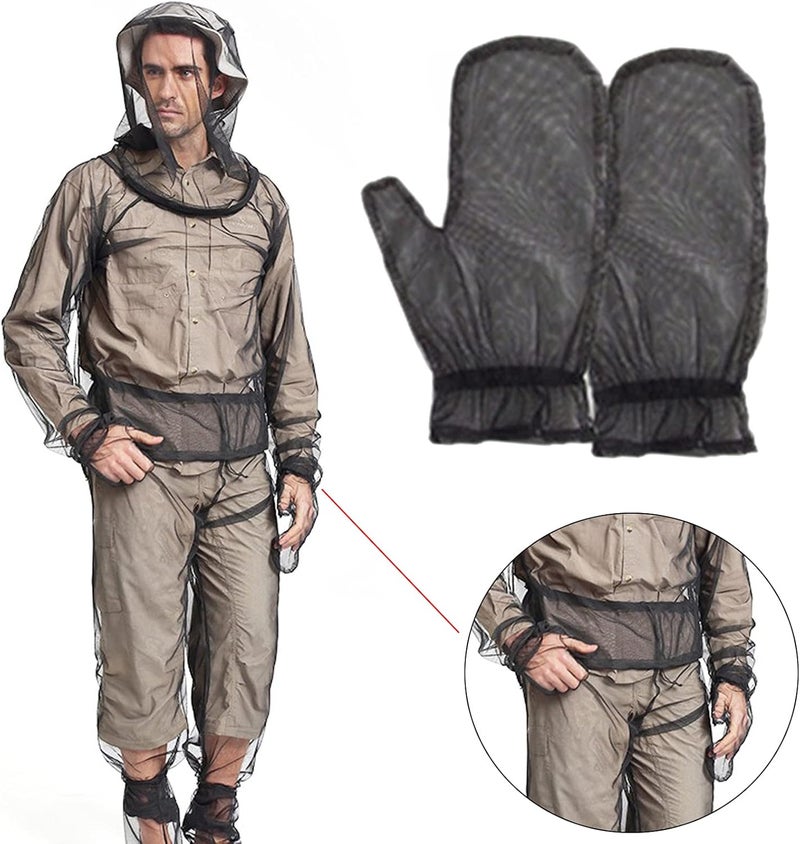 klarako Mosquito Suit Bug Hood Jacket Pants Gloves, Net Repellent Clothing Insect Proof Body Mesh Netting Outdoor Protection from Bugs, Flies, Gnats - Gloves S/M - Image 2