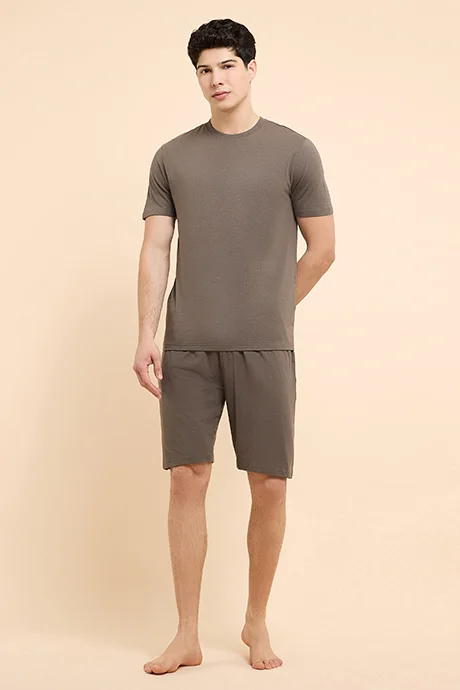 R&B Solid Lounge Shorts with Drawstring Waist