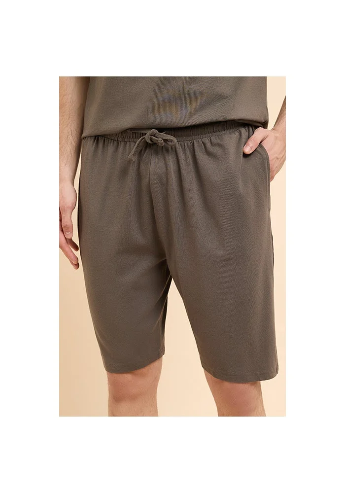 R&b  Solid Lounge Shorts with Drawstring Waist for Men | Best Price UAE