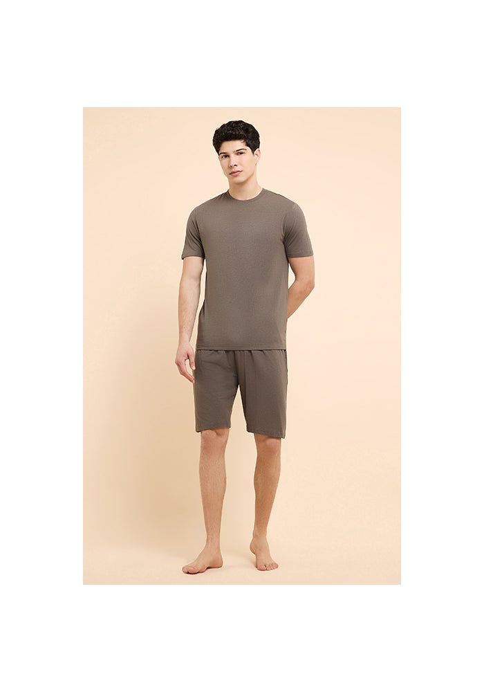 R&B Solid Lounge Shorts with Drawstring Waist - Image 1