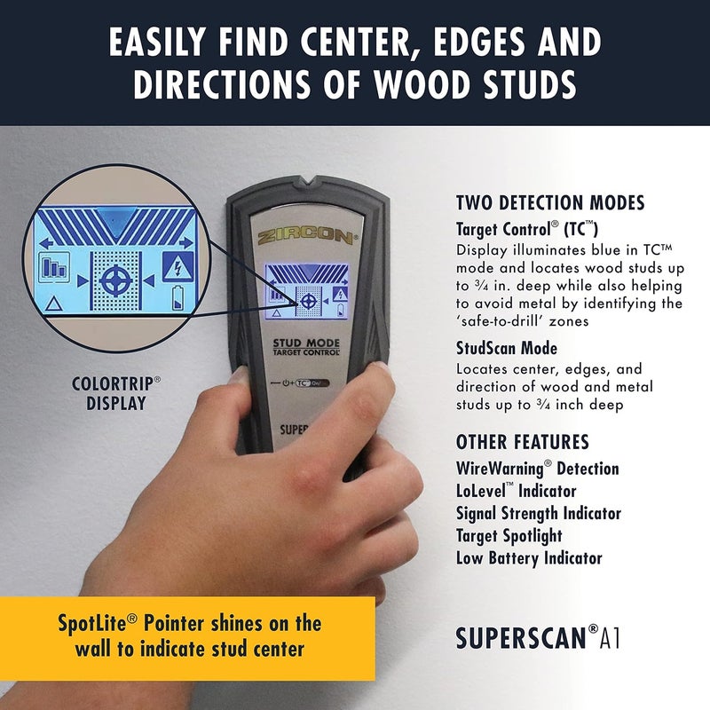 Zircon SuperScan A1 Advanced Stud Finder with Target Control and StudScan Mode - Image 3