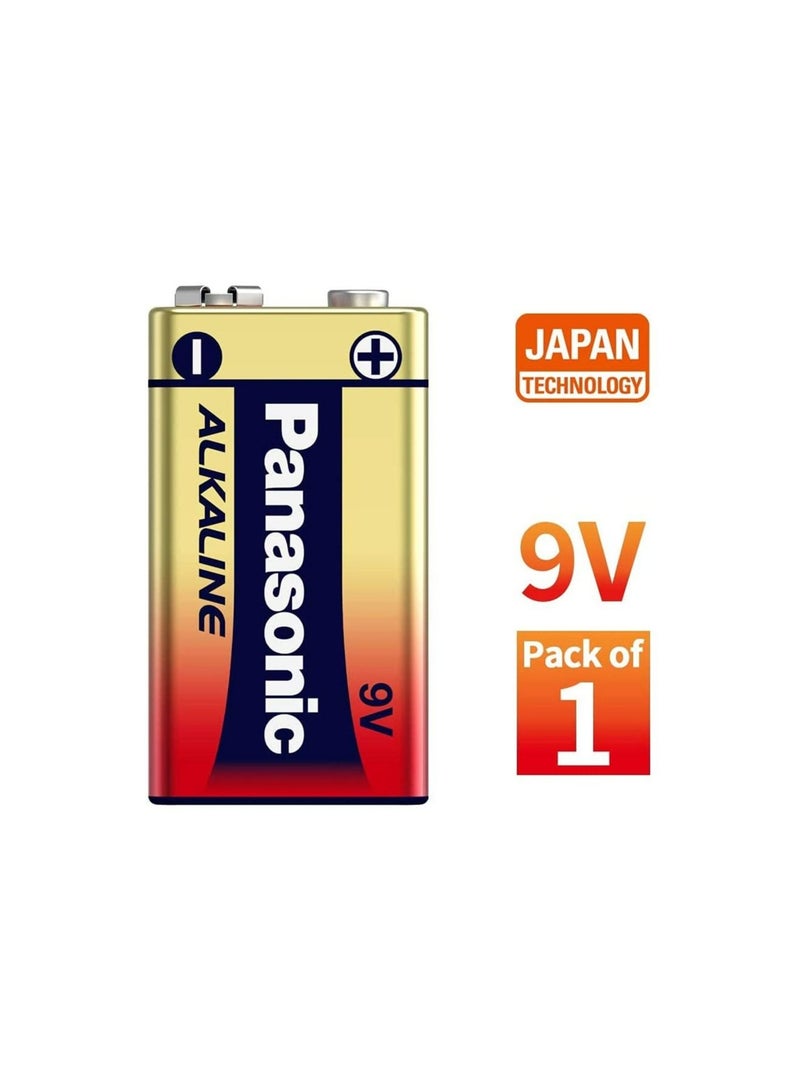 Panasonic Alkaline 9V Batteries, Pack of 1, 6LR61T/1B - Image 1