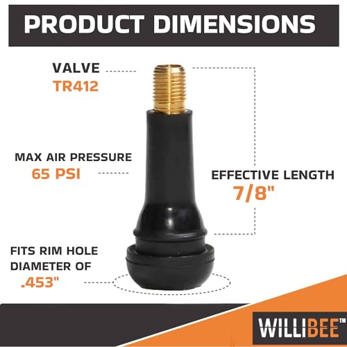 WILLIBEE TR412 Tyre Valve Stem - EPDM Rubber Tubeless Tire Valve Stem for Bike (TR412-5Pcs) - Image 3