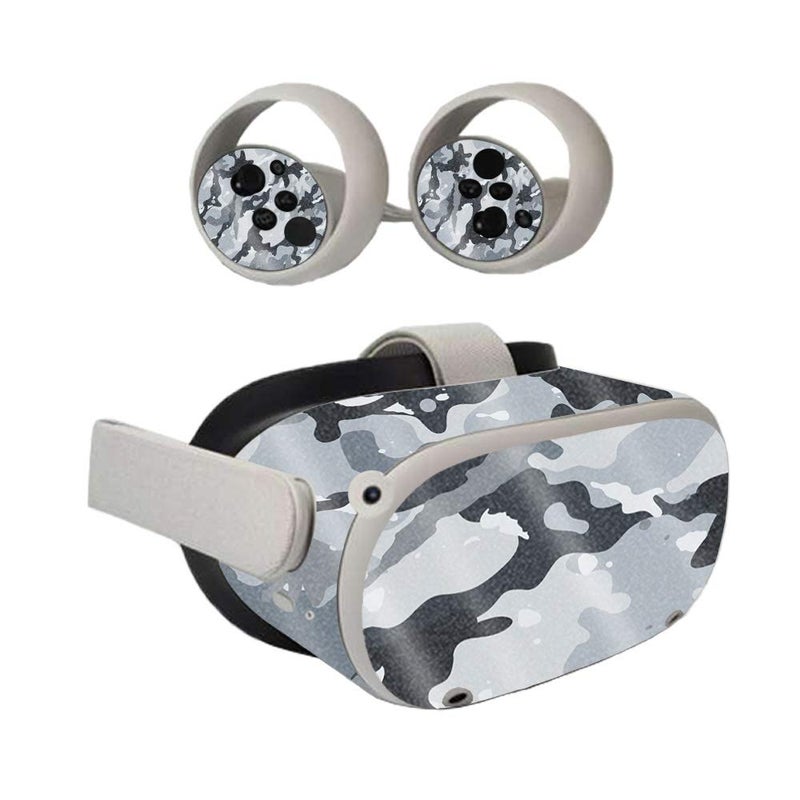 MIGHTY SKINS MightySkins Glossy Glitter Skin Compatible with Oculus Quest 2 - Gray Camouflage | Protective, Durable High-Gloss Glitter Finish | Easy to Apply, Remove, and Change Styles | Made in The USA (GL-OCQU2-Gray Camouflage) - Image 1