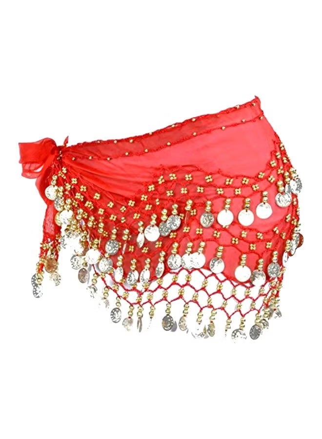 حزام الخصر الورك رقص رقص مع عملات ذهبية مناسبة للفتيات ، وشاح للرقص البطن الشيفون للسيدات لفئة اليوغا - Image 5