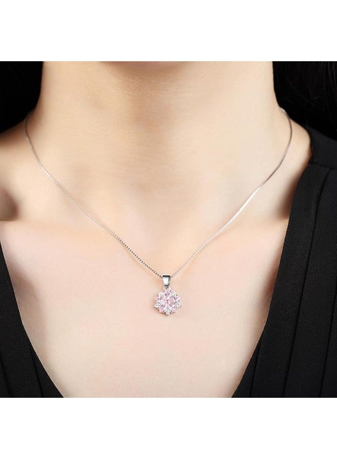 925 ستيرلنغ سيلفر تشارمز سلسال من الفضة الإسترلينية عيار 925 بقلادة فاخرة ناعمة مصنوعة بجودة عالية ودقة شديدة على شكل زهرة الكرز مرصعة بفصوص ملونة صغيرة من كريستال الزيركون لتعطي مظهرا رائعا للأميرة التي تستحقها - Image 5