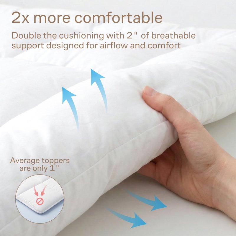 Niagara Sleep Solution Ultra Soft Queen Mattress Topper - Cloud-Like Mattress Pad for Back Pain Relief - Breathable Cooling Material for Hot Sleepers, White - Image 4