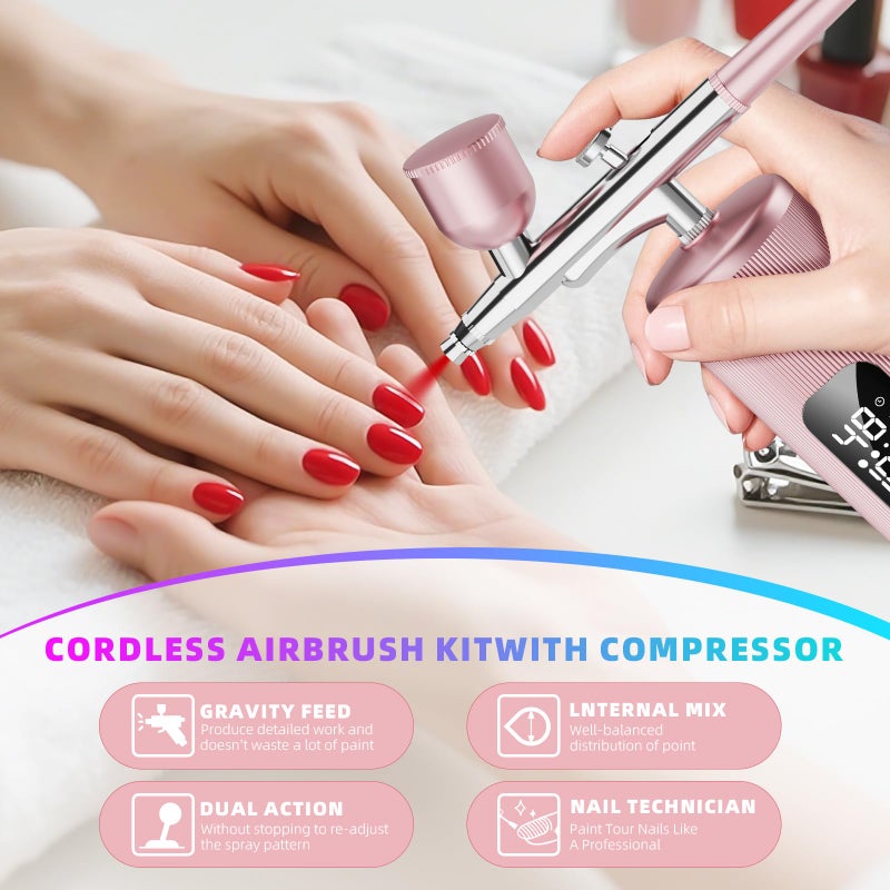 INVIMENT Airbrush Kit with Compressor - 48PSI High Pressure, Non-Clogging Air Brush Set, 6000 mAh Extra Long Standby, Ideal for Painting, Modeling, Cake Decorating, Pastry, Makeup and Nail Art - Image 4