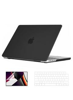 Generic Hard Rubberized Case Compatible with MacBook Pro 14 inch 2024 2023 2022 2021 Release M4 A3112 A3185 A3401 M3 A2992 A2918 M2 A2779 A2442 M1 Pro/Max Chip, Plastic Hard Shell Case&Keyboard Cover &Screen Protector, Black  - Image 1