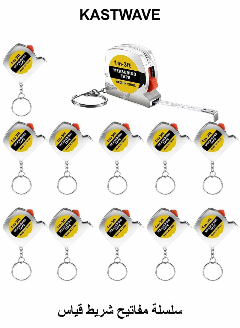 KASTWAVE Tape Measure Keychains, 12 Pcs 1.57 Inch Mini Tape Measure Keychain Functional Small Pocket Retractable Measuring Tape with Stable Slide Lock - Image 1