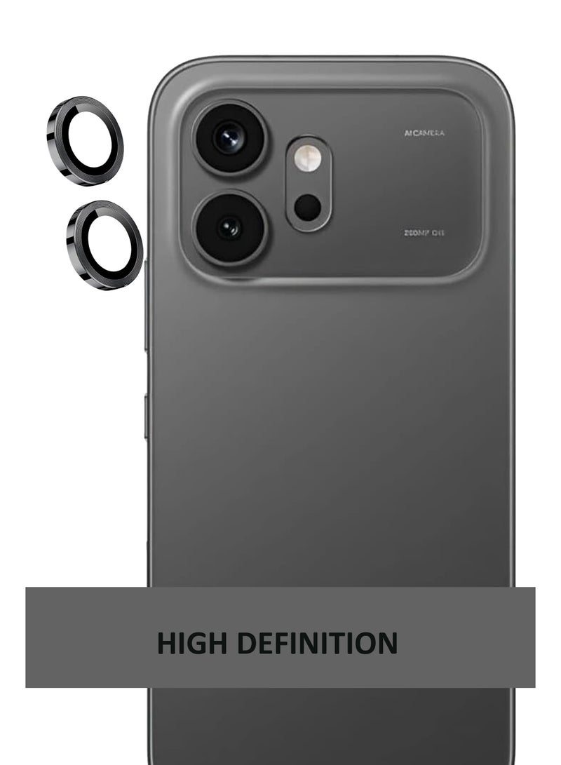 حامي عدسة الكاميرا الأسود For Honor 600 5G، زجاج مقسى 9H، مقاوم للخدش، متوافق مع الجرابات، لا يؤثر على الصور الليلية، وضوح عالي - Image 3