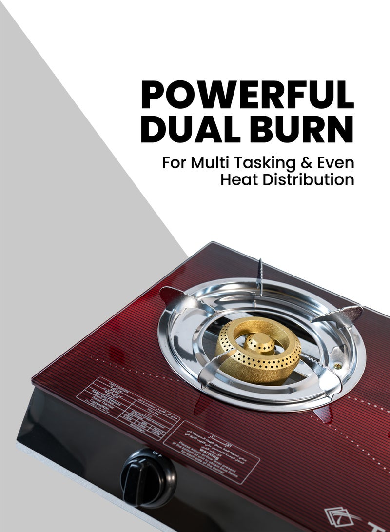 Team 3 Burner Glass Top Gas Stove | Automatic Ignition | Tempered Glass Cooktop | Heavy‑Duty Cast Iron Burners | Energy‑Saving Gas Stove for Home Kitchen - Image 4