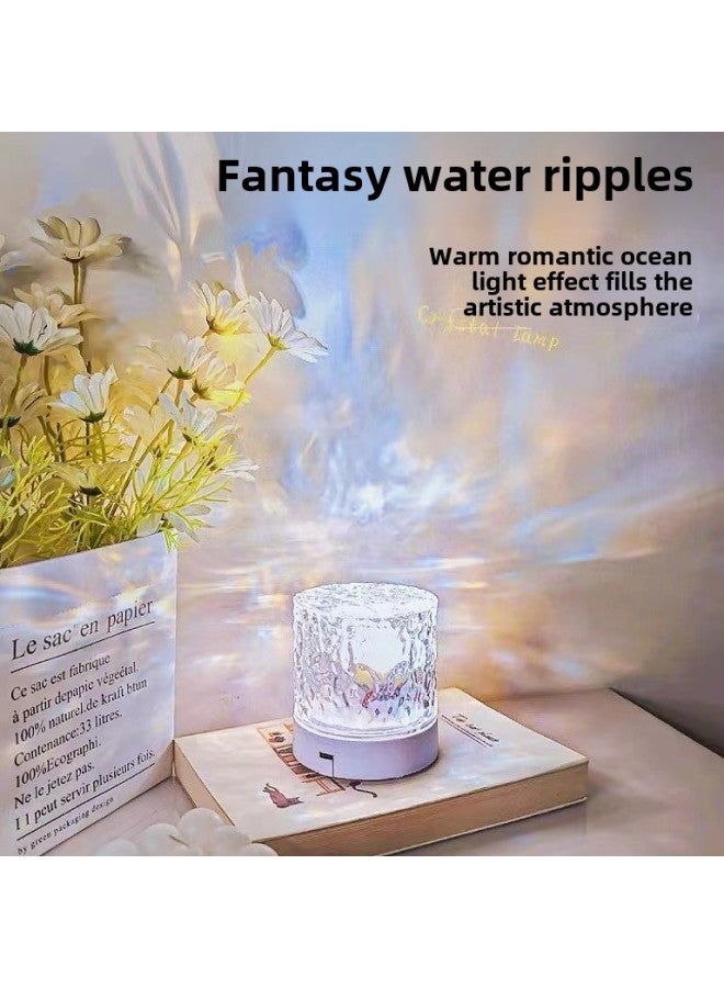 Water Ripples Starry Sky Projection Lamp Aurora Borealis Atmosphere Lamp Night Light Projector Lamp Bedroom Bedside Lamp Creative-Color:square Remote Control - Image 4