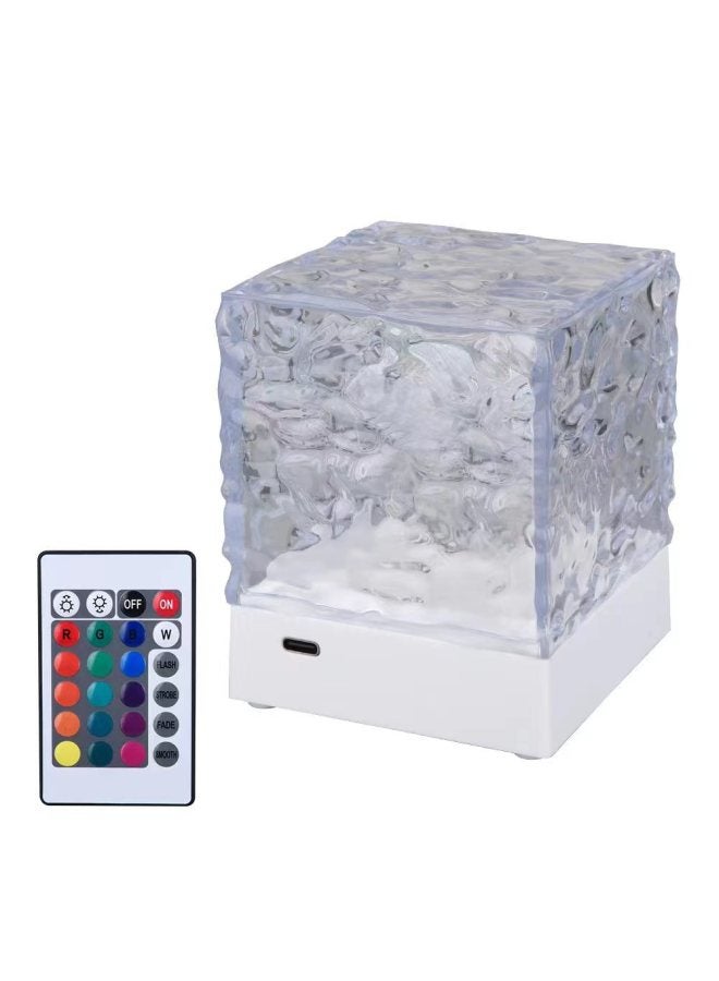 Water Ripples Starry Sky Projection Lamp Aurora Borealis Atmosphere Lamp Night Light Projector Lamp Bedroom Bedside Lamp Creative-Color:square Remote Control - Image 5