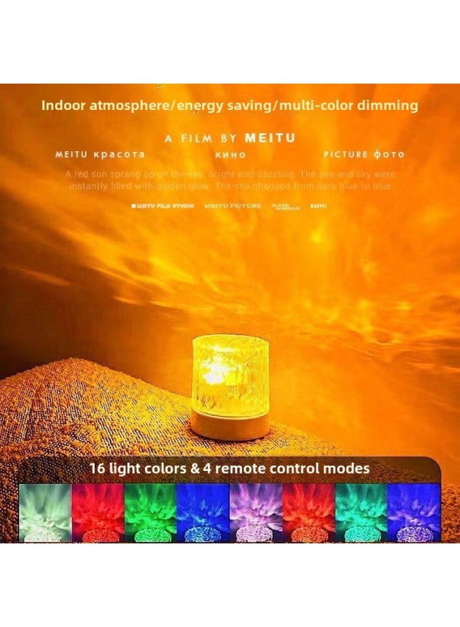 Water Ripples Starry Sky Projection Lamp Aurora Borealis Atmosphere Lamp Night Light Projector Lamp Bedroom Bedside Lamp Creative-Color:square Remote Control - Image 3
