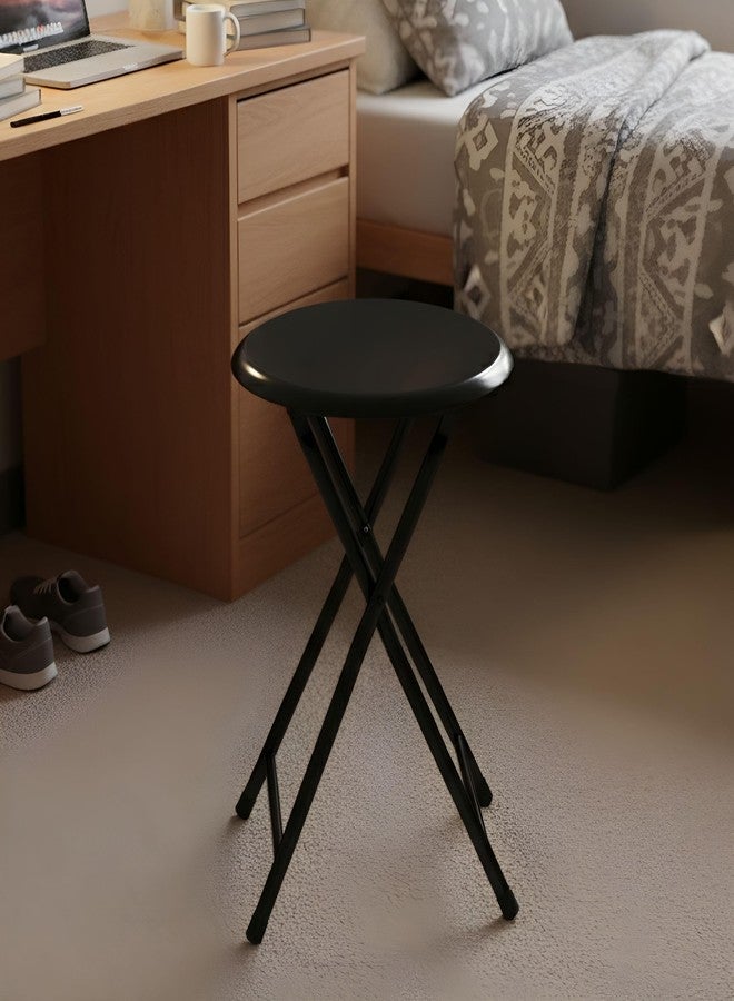 لافيش هوم كرسي قابل للطي - كرسي بدون مسند ظهر مقاس 18 بوصة يتحمل وزن 225 رطلاً للمطبخ أو غرفة الترفيه - كراسي بار داخلية محمولة من لافيش هوم (أسود) - Image 2