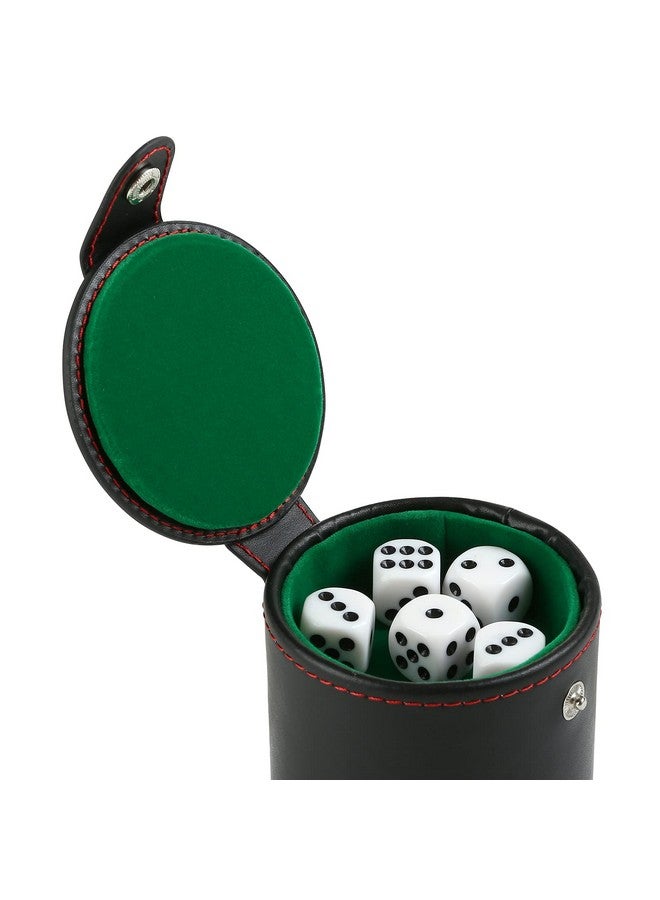 GWHOLE Leather Dice Cup Set With Storage Compartment Felt Lining Shaker With 5 Dot Dices For Farkle Yahtzee Games Playing Birthday Gift Green - Image 4