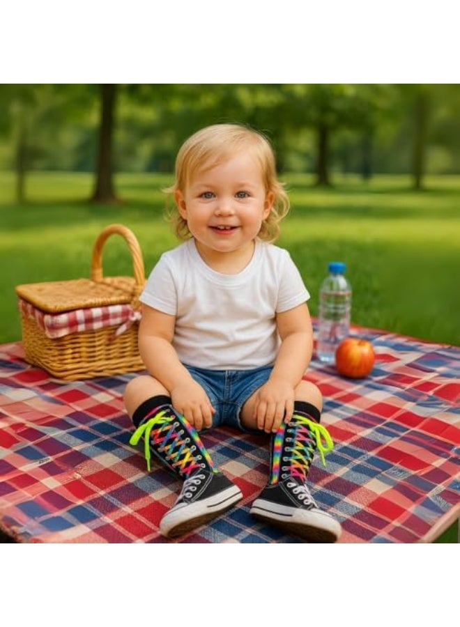 Glitters Funky 3D Kids Knee-High Socks – 2-Pair Combo Pack with Butterfly Plush Elements & Neon Lace-Up Design – Colorful Novelty Socks for Kids & Teens - Image 2