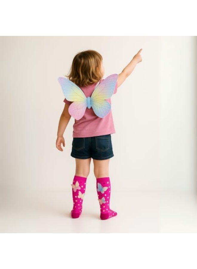 Glitters Funky 3D Kids Knee-High Socks – 2-Pair Combo Pack with Butterfly Plush Elements & Neon Lace-Up Design – Colorful Novelty Socks for Kids & Teens - Image 3