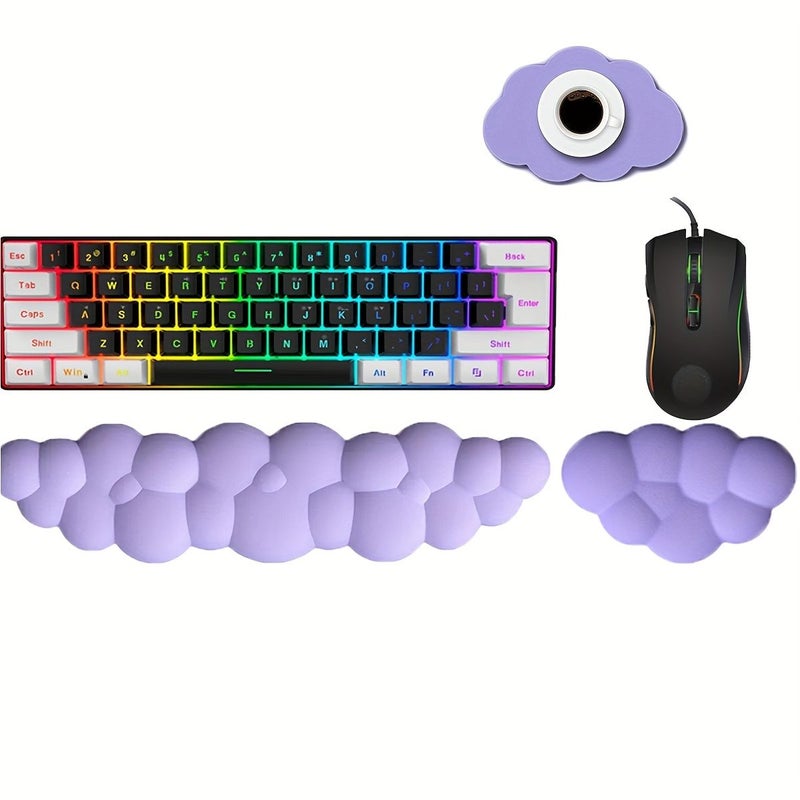 Pink Ergonomic Memory Foam Wrist Rest Set for Computer Keyboard and Mouse - Image 1