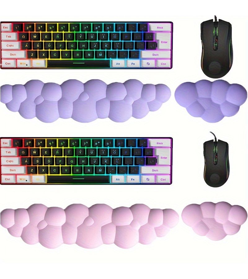 Pink Ergonomic Memory Foam Wrist Rest Set for Computer Keyboard and Mouse - Image 4