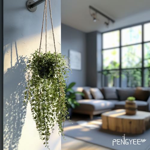 PENGYEE 3 Packs Fake Hanging Plants with Black Pots, 18.5" Artificial Hanging Plants for Wall Decor, Fake Plants Mandala Vine Indoor/Outdoor for Home Bathroom Bedroom Kitchen Office Room Decor - Image 2