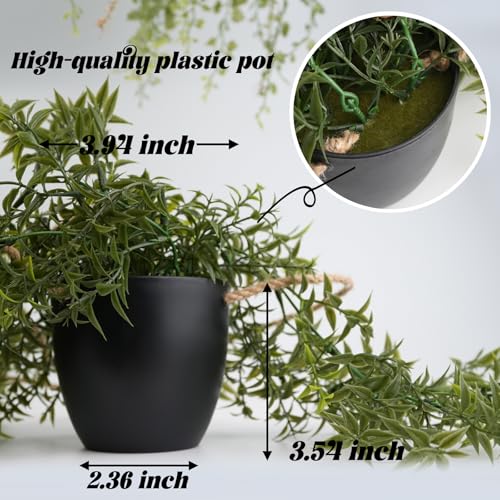 PENGYEE 3 Packs Fake Hanging Plants with Black Pots, 18.5" Artificial Hanging Plants for Wall Decor, Fake Plants Mandala Vine Indoor/Outdoor for Home Bathroom Bedroom Kitchen Office Room Decor - Image 5
