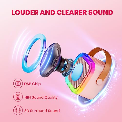 IROO Mini Karaoke Machine for Kids, 2025 TOP Toys Christmas Birthday Gifts Ideas for Girls Ages 4, 5, 6, 7, 8, 9, 10, 12+ Years Old, Portable MP3 Player with 2 Wireless Mics for Party - Image 2