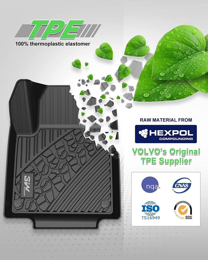 3W Floor Mats Fit for 2017-2025 Jaguar F-pace & 2017-2025 Land Rover Range Rover Velar, TPE All Weather Custom Fit Accessories for Jaguar F pace Floor Liner 1st and 2nd Row Full Set Car Mats, Black - Image 3