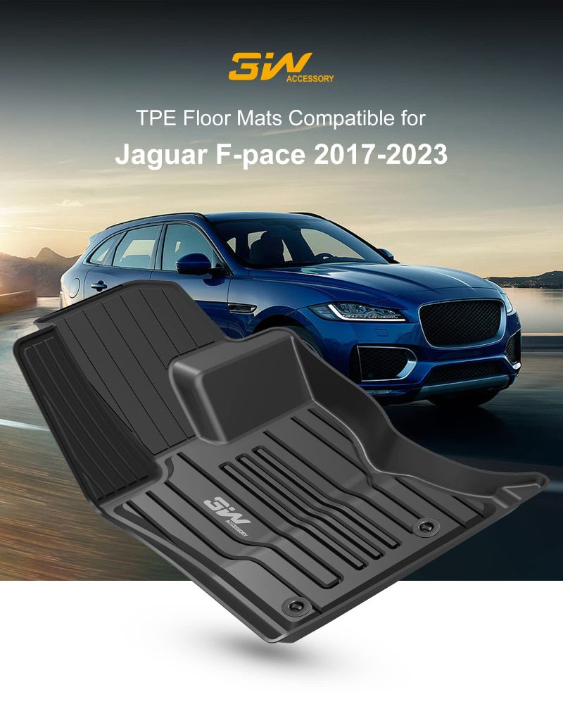 3W Floor Mats Fit for 2017-2025 Jaguar F-pace & 2017-2025 Land Rover Range Rover Velar, TPE All Weather Custom Fit Accessories for Jaguar F pace Floor Liner 1st and 2nd Row Full Set Car Mats, Black - Image 2
