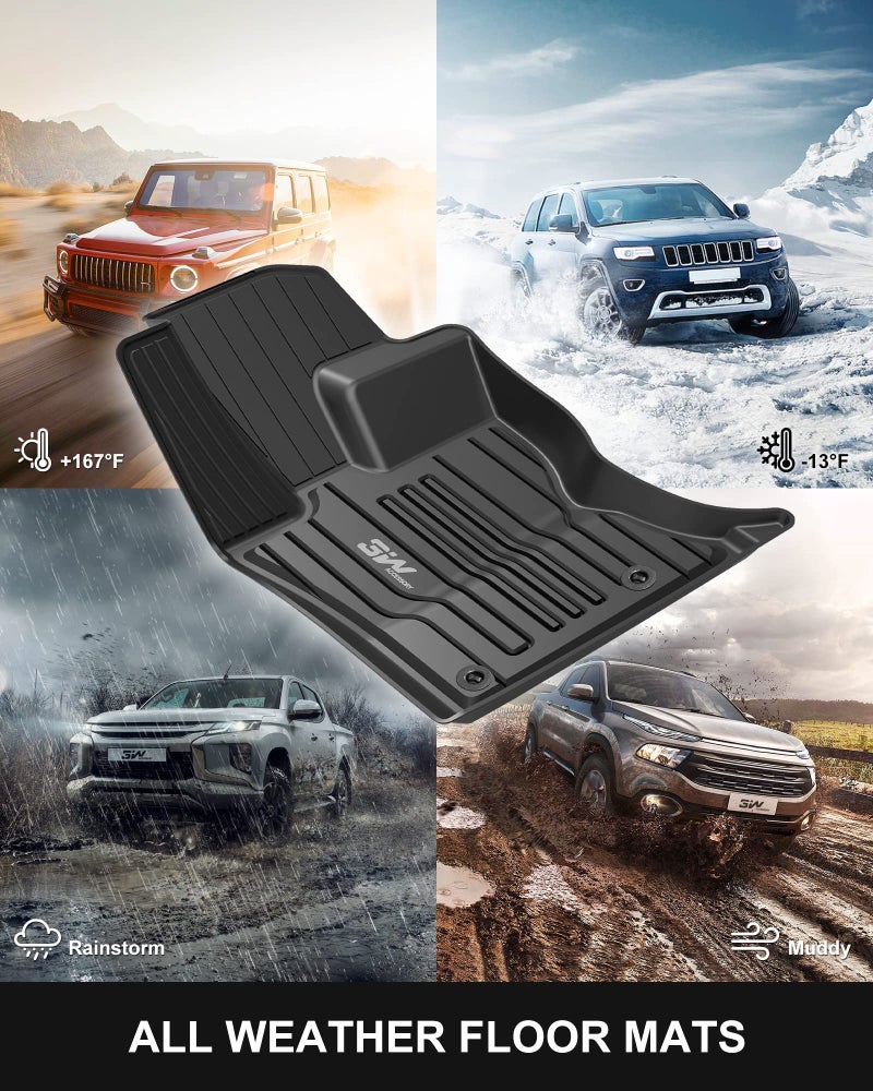 3W Floor Mats Fit for 2017-2025 Jaguar F-pace & 2017-2025 Land Rover Range Rover Velar, TPE All Weather Custom Fit Accessories for Jaguar F pace Floor Liner 1st and 2nd Row Full Set Car Mats, Black - Image 5