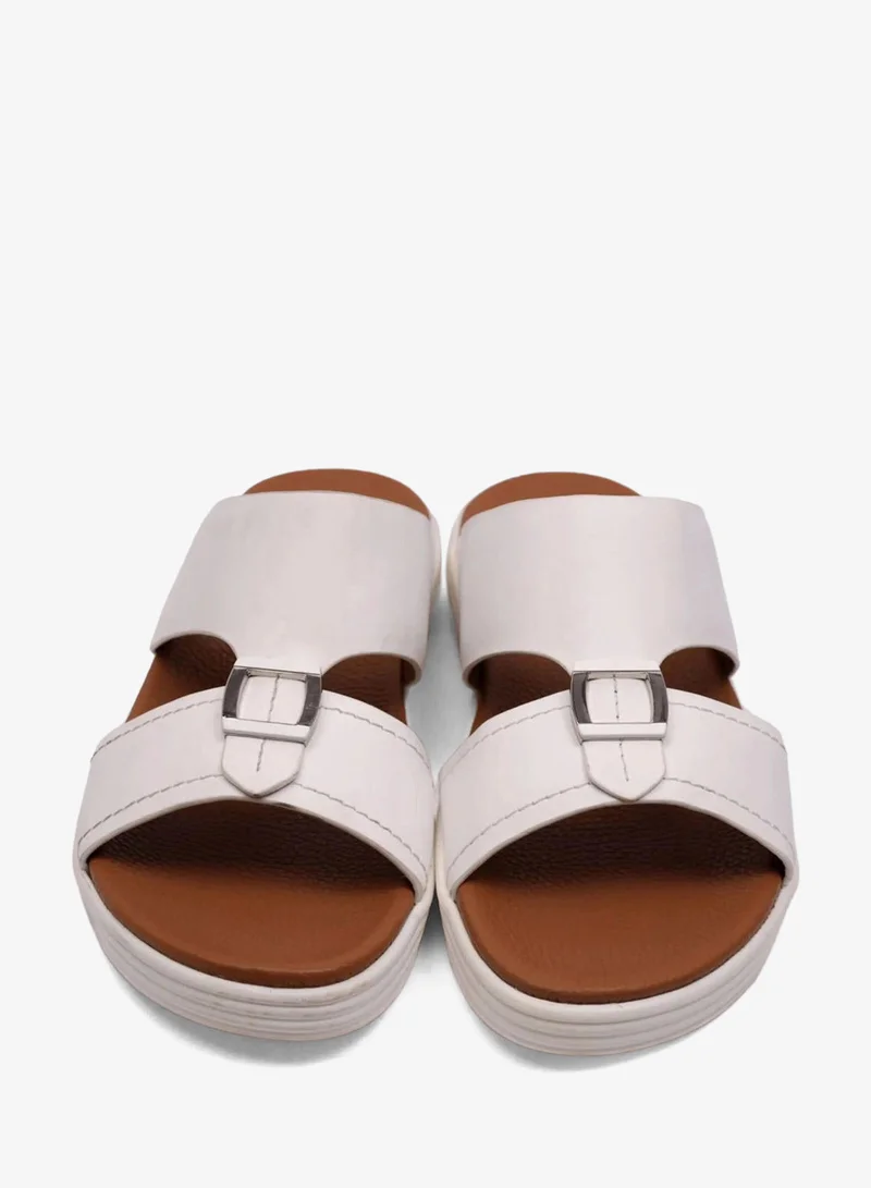 Comfort Plus MATTE LEATHER MENS STYLISH SANDALS WHITE