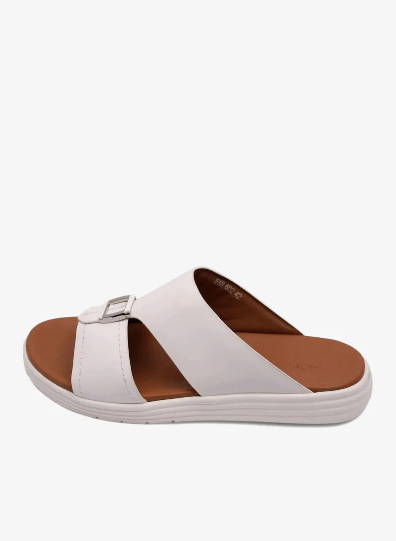Comfort Plus MATTE LEATHER MENS STYLISH SANDALS WHITE