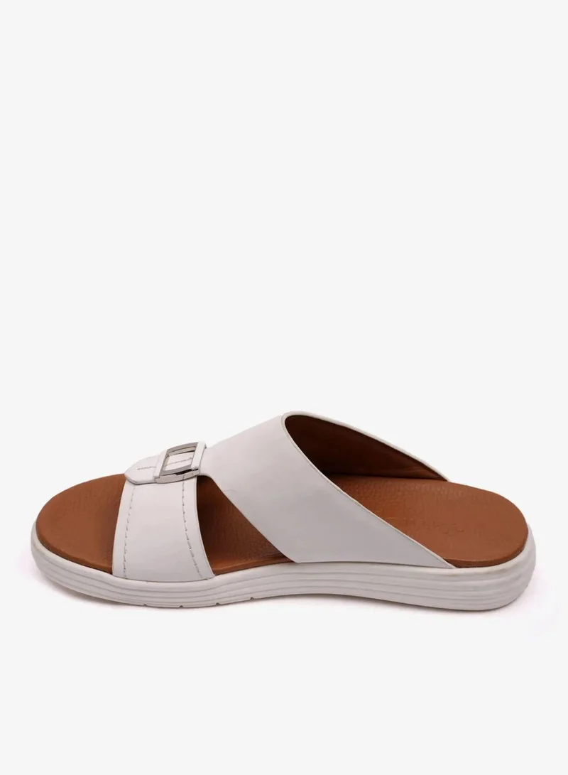 Comfort Plus  MATTE LEATHER MENS STYLISH SANDALS WHITE for Men | Best Price UAE