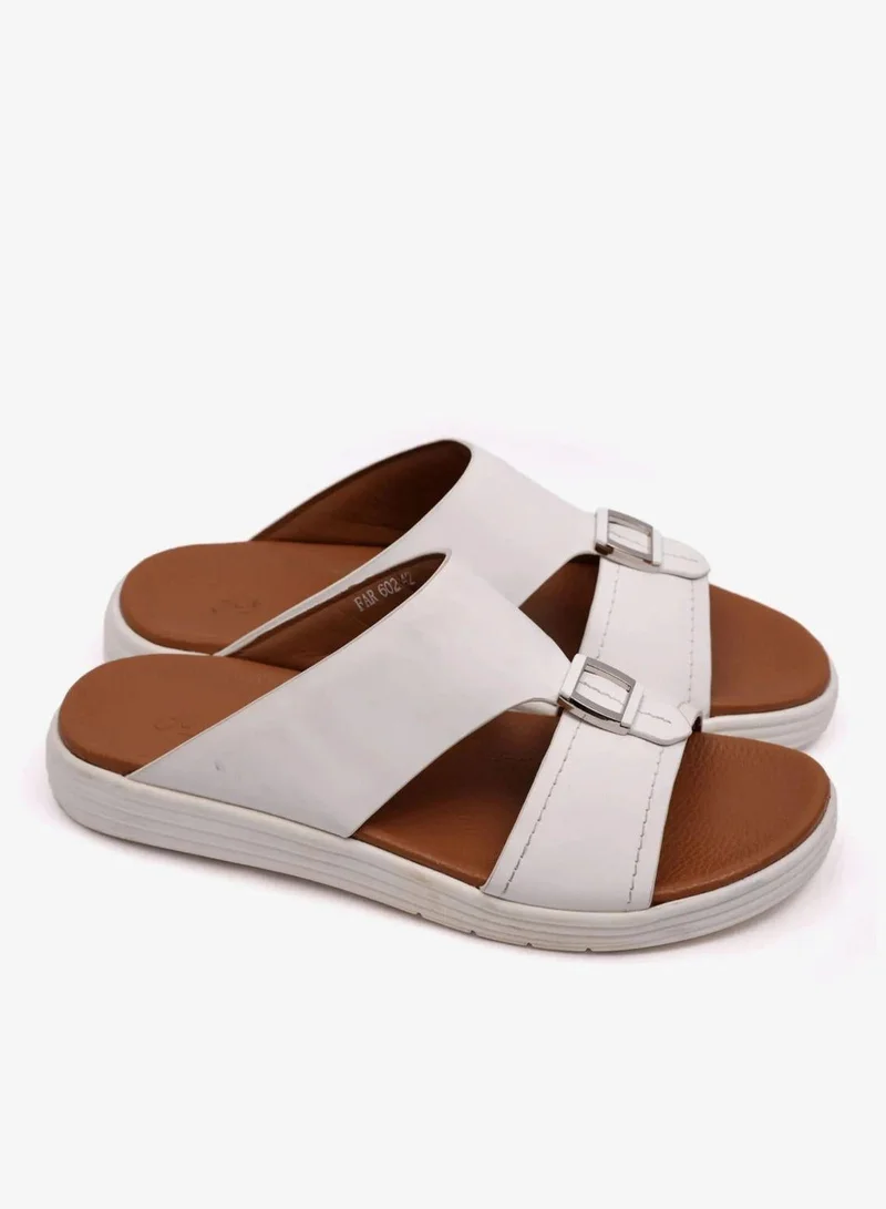 Comfort Plus  MATTE LEATHER MENS STYLISH SANDALS WHITE for Men | Best Price UAE