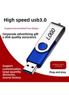 Generic High Speed 3.0u Plate 64G Metal Rotating Lettering U Disk 128GB Bidding Advertising Exhibition Gift 32G USB Disk-Color:Color Optional Single Message To Customer Service-Capacity:USB3.0 128GB  - Image 1