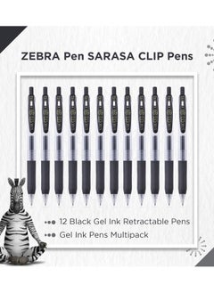 ZEBRA 12 Piece Sarasa Clip Gel Ink Pen Black 0.7 mm  - Image 1