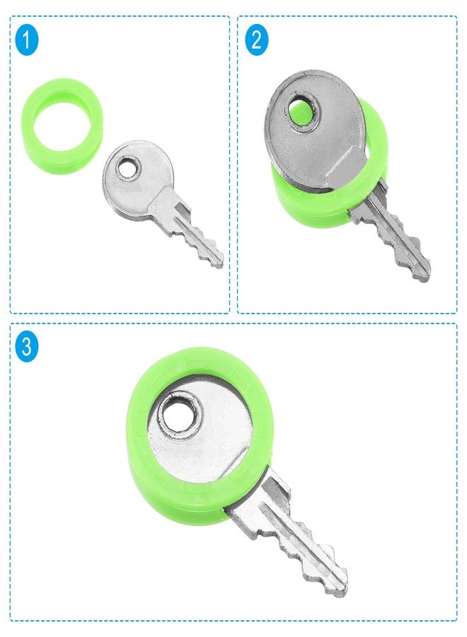 PATIKIL Key Caps Covers Rings, 10 Pack 0.9" Keys Identifiers Covers Coding Tags Marker Round Silicone Sleeve for Office House Apartment, Light Green - Image 5