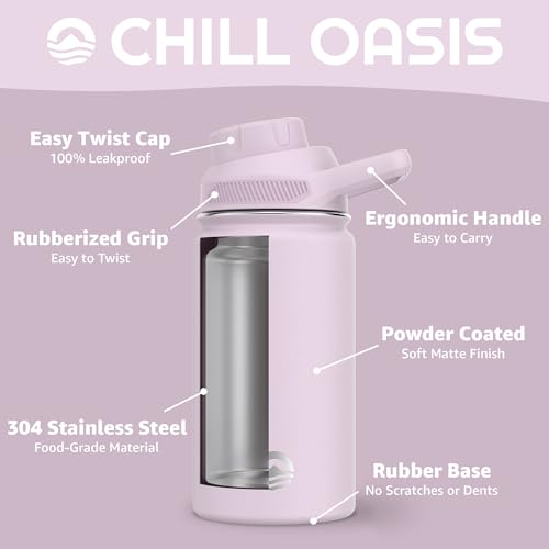Chill Oasis Water Bottle | Compatible With Popular Flavor Cartridges | BPA Free, Leak Proof, Double-Walled Vacuum Insulated Stainless Steel, and Dishwasher Safe | Cold for 24 Hours (Lavender, 12oz) - Image 3